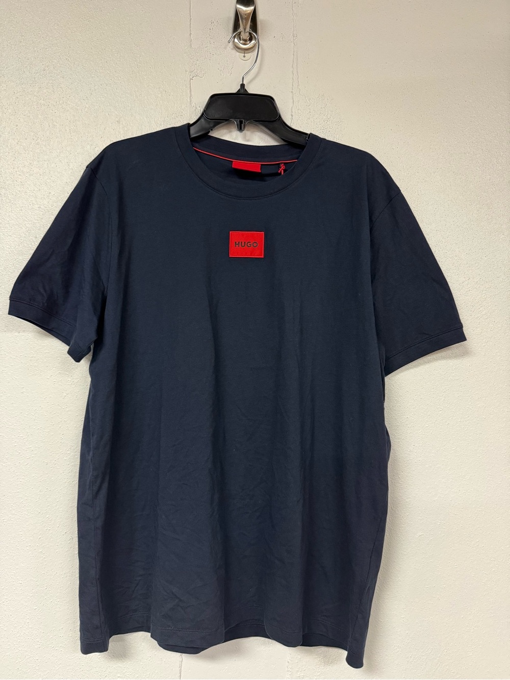 Hugo Boss Navy Tee with Red Logo Square